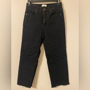 Oliver Logan Black Wash High-Rise Crosy Straight Crop Jeans